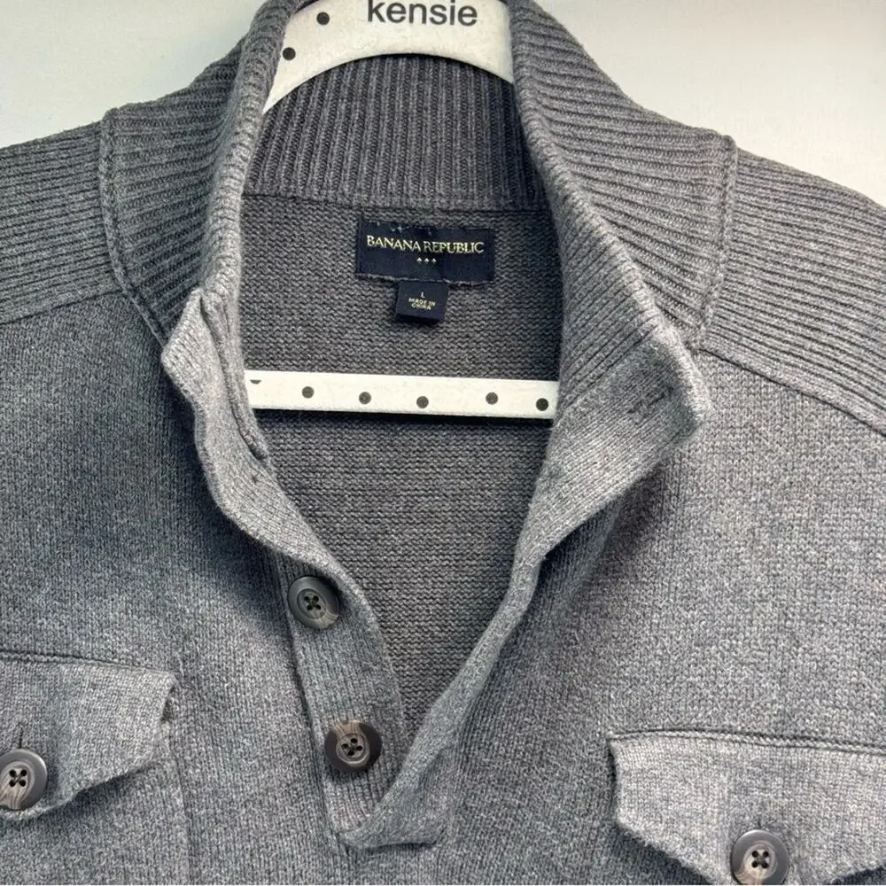 Banana republic Men's Gray Large 💯 cotton sweater